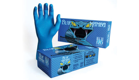 Blue Mamba Extra 7mil Nitrile Gloves,  Large - Case of 10 boxes (100 per box)