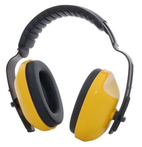 Adjustable headband Ear Muffs-Comfortable, Lightweight, Yellow in color with black band