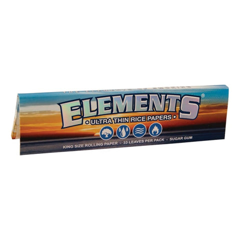 Elements Ultra Thin Rice Papers King Size 33 Leaves/Pack - Box of 50