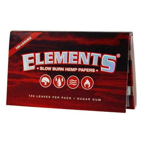 Elements Slow Burn Hemp Papers Red Single Wide 100 Leaves/Pack - Box of 25