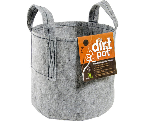 Dirt Pot Flexible Portable Planter, Grey (with handles)