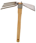 Stainless Steel Hoe/Fork Combo, 4-prong fork & 15” ash handle