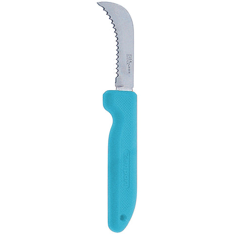 Blue Serrated, straight 3” blade harvest/landscape knife