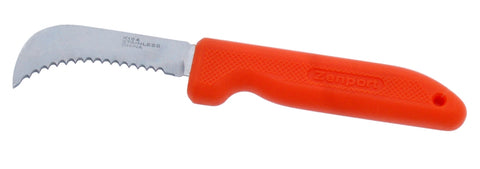 Orange Serrated, straight 3” blade harvest/landscape knife