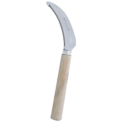 4” Deep Serration Stainless Blade, Weeder Sickle, wood handle