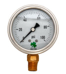 Glycerin Liquid Filled Pressure Gauge, 0 – 100 psi