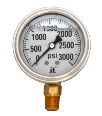 Glycerin Liquid Filled Pressure Gauge, 0 – 3000 psi