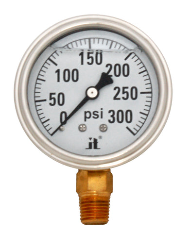 Glycerin Liquid Filled Pressure Gauge, 0 – 300 psi