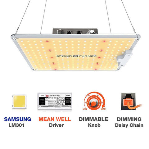 Spider farmer SF1000 LED Grow Light With Dimmer Knob Full Spectrum Samsung diodes QB