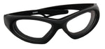 Unique, wrap-around sporty safety glasses