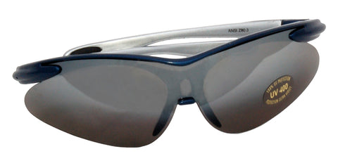 Blue Frame Curved UV-Treated Safety Glasses,  UV coating