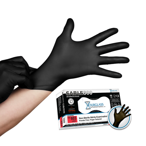 Sable 600 Black Nitrile Gloves - Large - 300 CT