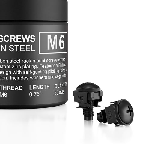 Rack Screws M6 - Carbon Steel Screws /w Washers & Cage Nuts