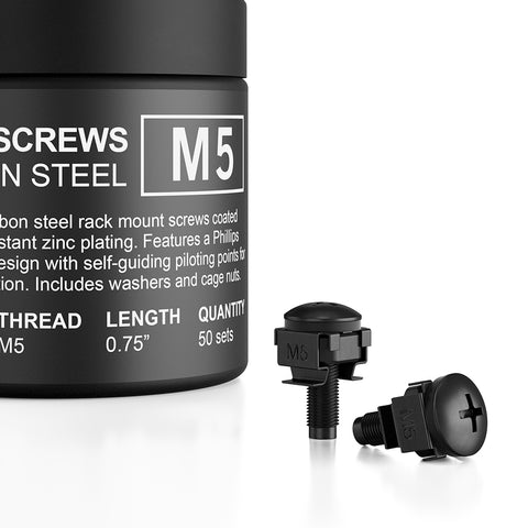 Rack Screws M5 - Carbon Steel Screws /w Washers & Cage Nuts
