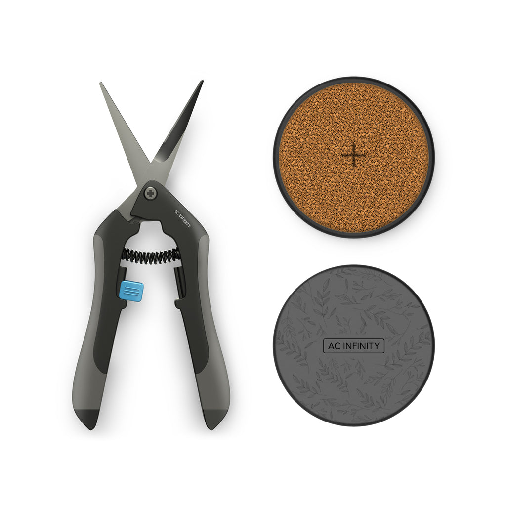 AC INFINITY, STAINLESS STEEL PRUNING SHEAR WITH CLEANING KIT, 6.6” STR ...