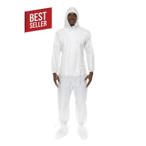 Enviroguard Sterile Coverall, Tunnelized Elastic Wrists, Ankles, Back. Thumb Loops. Serged Seams, Sterilized, Individually Packaged - 4XL - Case of 25