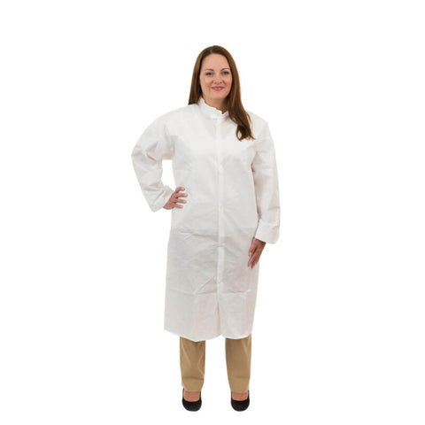 Enviroguard Clean Processed Frock, No Pockets, Tunnelized Elastic Wrist, Bound Mandarin Collar, Individually Packed - XL - Case of 50