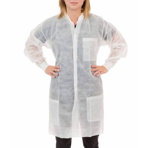 Enviroguard Polypropylene Lab Coat, Three Pockets, Knit Wrist & Collar - Size 3XL - Case of 30