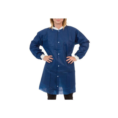 Enviroguard Polypropylene Dark Blue Lab Coat, Three Pockets, Knit Wrist & Collar - Size 2XL - Case of 30