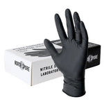 North Spore Black Nitrile Powder-Free, Latex-Free Gloves - 100 ct - (Size S, M, L or XL)