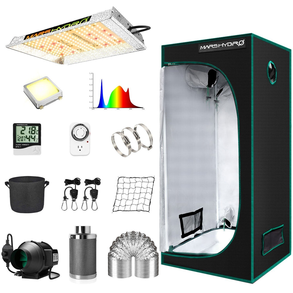 full grow tent Mars Hydro Ts 600 Led Grow Light + 2'x2'(60x60cm) Indoor Full Grow Ten – Grow It Depot