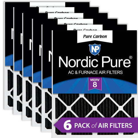 10x10x1 Pure Carbon Pleated Odor Reduction Furnace Air Filters 6 Pack