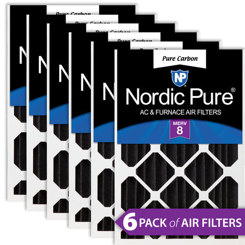 18x24x4 (3 5/8) Pure Carbon Pleated Odor Reduction Merv 8 Furnace Filters 6 Pack