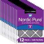 14x25x1 Furnace Air Filters MERV 8 Pleated Plus Carbon 12 Pack