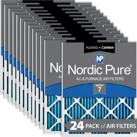 10x10x1 Pleated Air Filters MERV 7 Plus Carbon 24 Pack