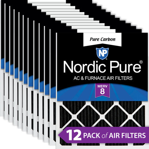 16x20x1 Pure Carbon Pleated Odor Reduction Furnace Air Filters 12 Pack