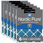 16x16x1 Pleated Air Filters MERV 7 Plus Carbon 6 Pack