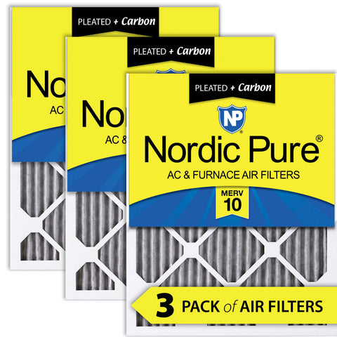 20x20x1 Furnace Air Filters MERV 10 Pleated Plus Carbon 3 Pack