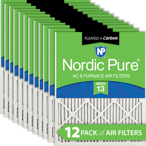 15x15x1 Exact MERV 13 Plus Carbon AC Furnace Filters 12 Pack