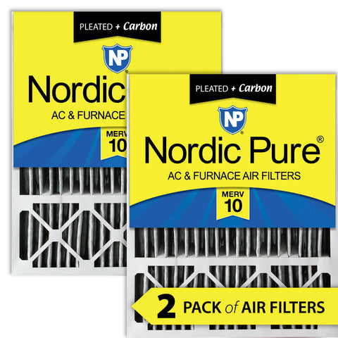 20x25x5 (4 3/8) Honeywell/Lennox Replacement Air Filters MERV 10 Pleated Plus Carbon 2 Pack
