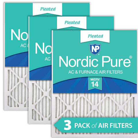 10x10x1 Pleated MERV 14 Air Filters 3 Pack