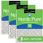 16x16x1 Pleated Air Filters MERV 13 Plus Carbon 3 Pack