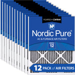 16x24x1 Furnace Air Filters MERV 12 Pleated Plus Carbon 12 Pack