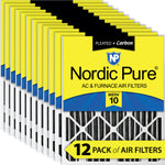 18x25x2 Furnace Air Filters MERV 10 Pleated Plus Carbon 12 Pack