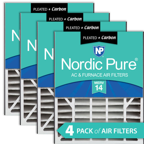 Air Bear 20x25x5 (4 7/8) Air Filter Replacement MERV 14 Plus Carbon 4 Pack
