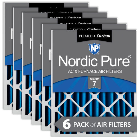 18x24x4 (3 5/8) Pleated Air Filters MERV 7 Plus Carbon 6 Pack