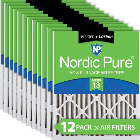 10x20x2 Pleated Air Filters MERV 13 Plus Carbon 12 Pack