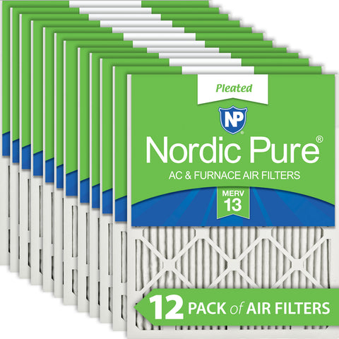 16x16x1 Pleated MERV 13 Air Filters 12 Pack