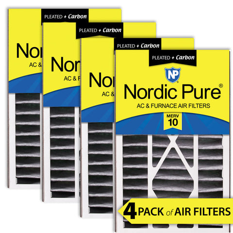 Air Bear 16x25x5 (4 7/8) Air Filter Replacement MERV 10 Pleated Plus Carbon 4 Pack