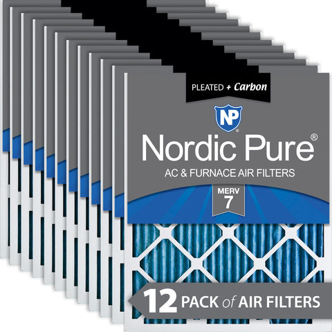 20x24x1 Pleated Air Filters MERV 7 Plus Carbon 12 Pack