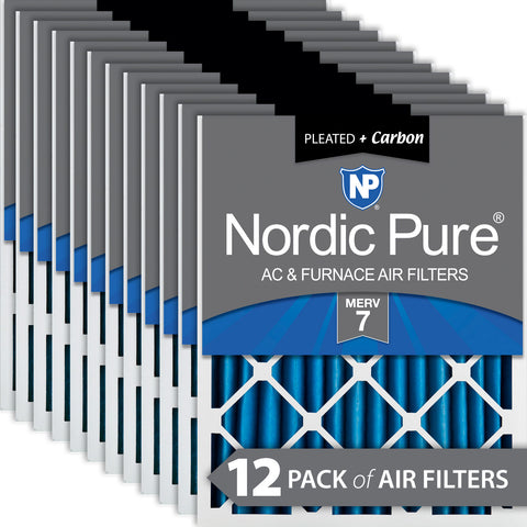 18x25x2 Pleated Air Filters MERV 7 Plus Carbon 12 Pack
