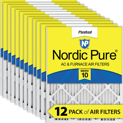 18x25x1 Pleated MERV 10 Air Filters 12 Pack