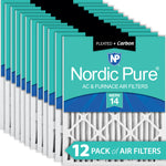 18x25x2 Pleated Air Filters MERV 14 Plus Carbon 12 Pack