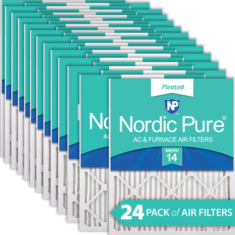 16x24x1 Pleated MERV 14 Air Filters 24 Pack
