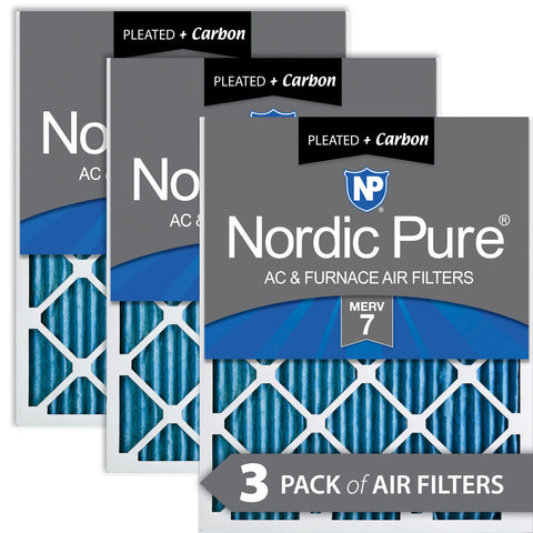 20x24x1 Pleated Air Filters MERV 7 Plus Carbon 3 Pack