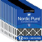 14x25x2 Furnace Air Filters MERV 12 Pleated Plus Carbon 12 Pack